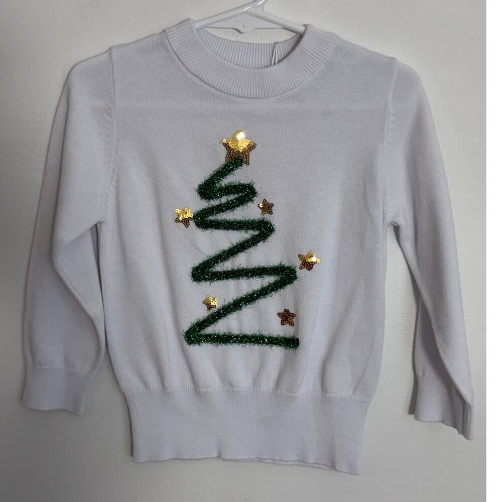 Lulu Bebe Tinsel Christmas Tree‎ Sweater NWT size 4T